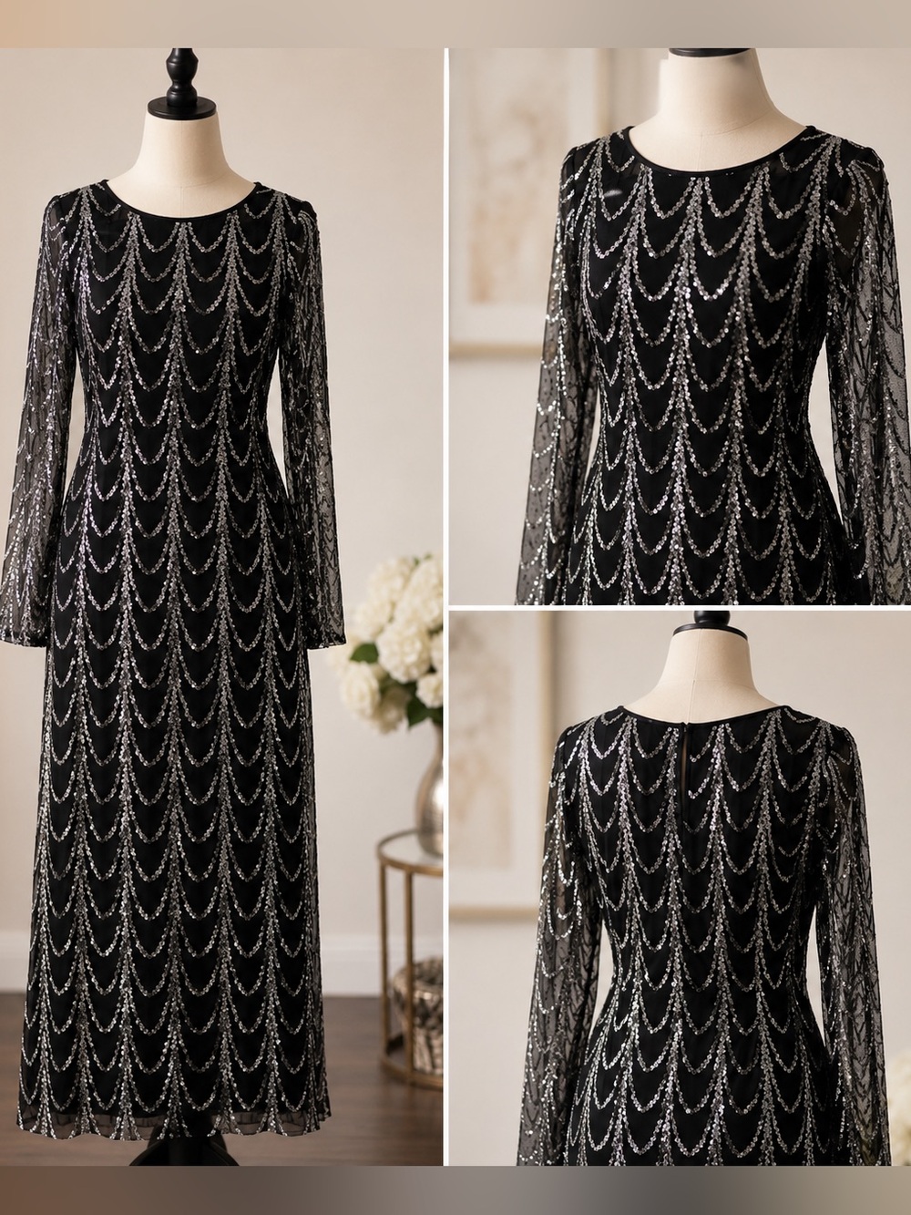 Women’s Black & Silver Sequin Gown